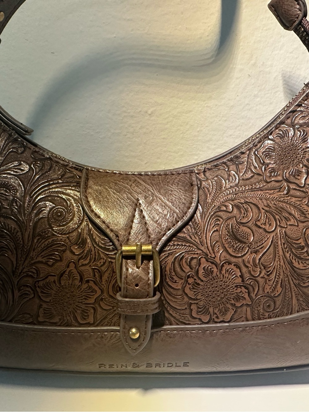 Rein & Bridle Brown Embossed Shoulder Bag NWT